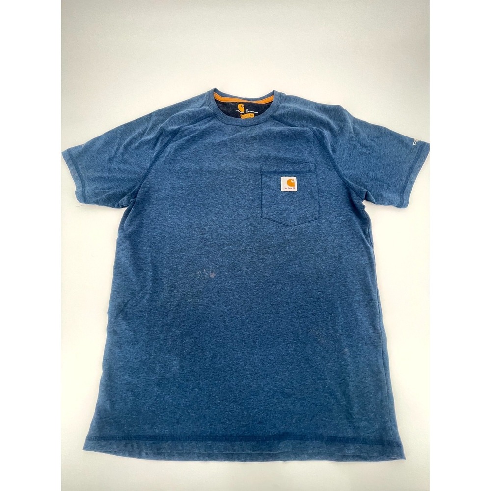 Carhartt Relaxed Fit T Shirt Mens Medium Blue Crew Neck Raglan Sleeve Workwear